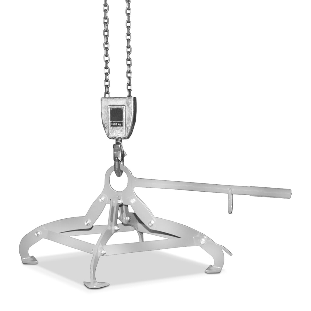 Pinza de tambor, sistema de sujeción de 4 puntos, para barriles de 200 litros, galvanizado Imagen del producto: Pinza de tambor, sistema de sujeción de 4 puntos, para barriles de 200 litros, galvanizado