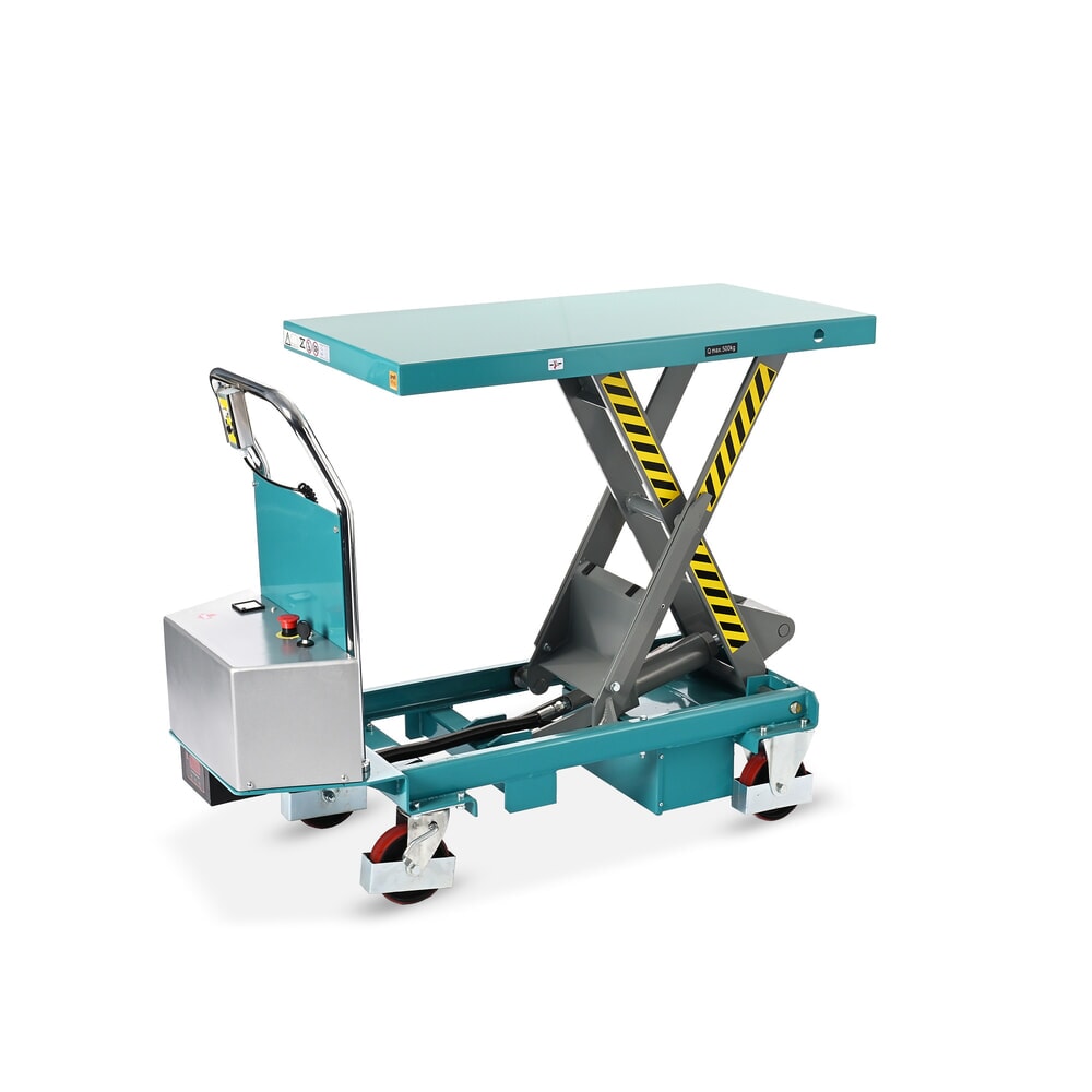 Imagen del producto: Carro tijera con mesa elevadora, eléctrico, capacidad 500kg, Ameise®