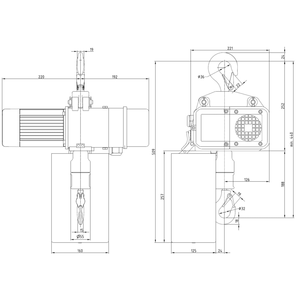 Número de imagen del producto 6: Polipasto de cadena eléctrico LIFTKET S-Line con suspensión de gancho, CC 250 kg, 8/2 m/min