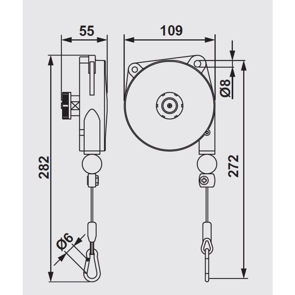 Número de imagen del producto 2: Polipasto de resorte Foodline, extractor de cable de 1,6 m, CC 0,4-1 kg
