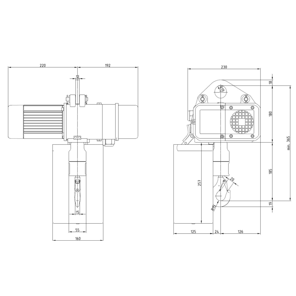 Número de imagen del producto 6: Polipasto eléctrico de cadena LIFTKET S-Line con suspensión de un orificio, capacidad de carga 125 kg, 8/2 m/min