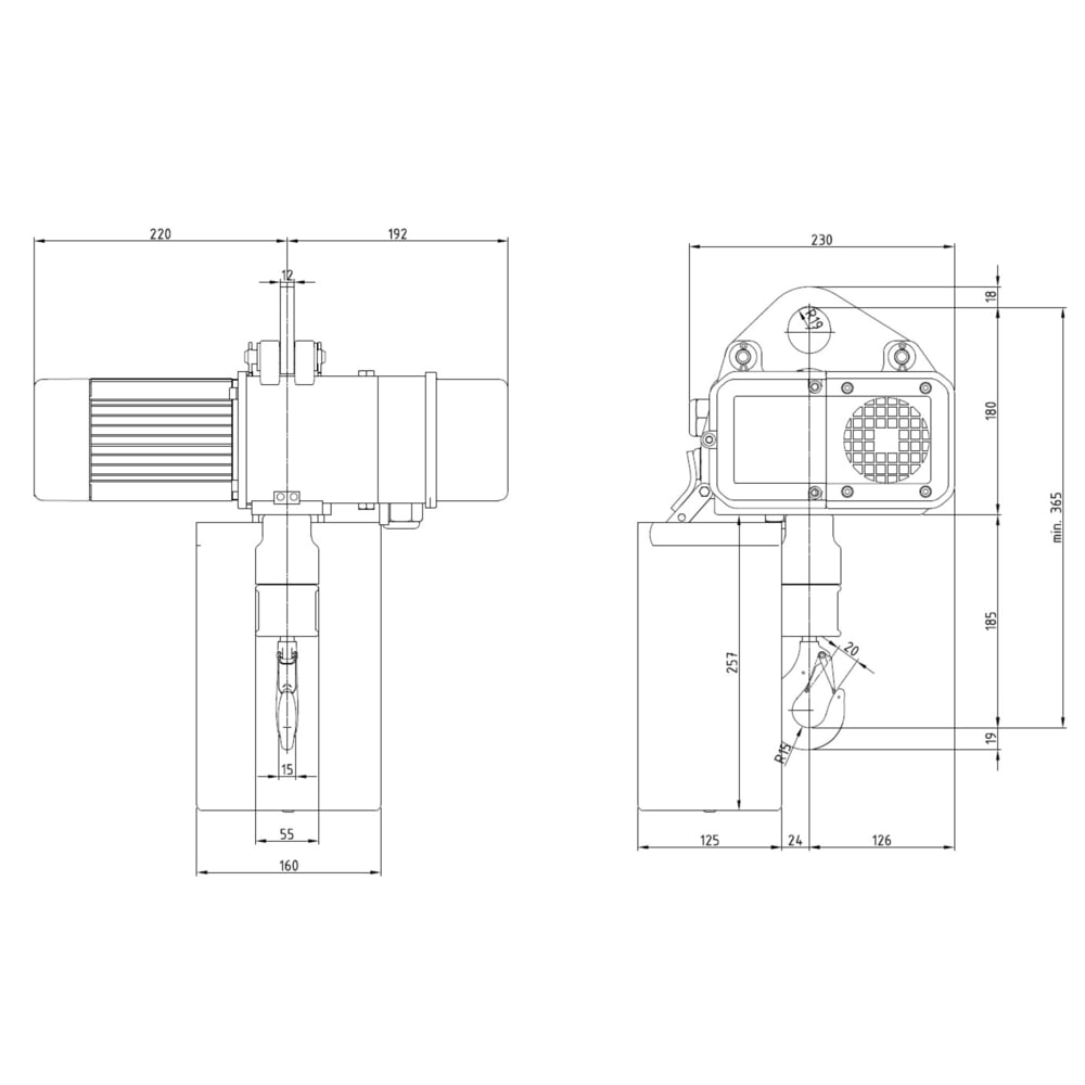 Número de imagen del producto 6: Polipasto eléctrico de cadena LIFTKET S-Line con suspensión de un orificio, capacidad de carga 250 kg, 8/2 m/min