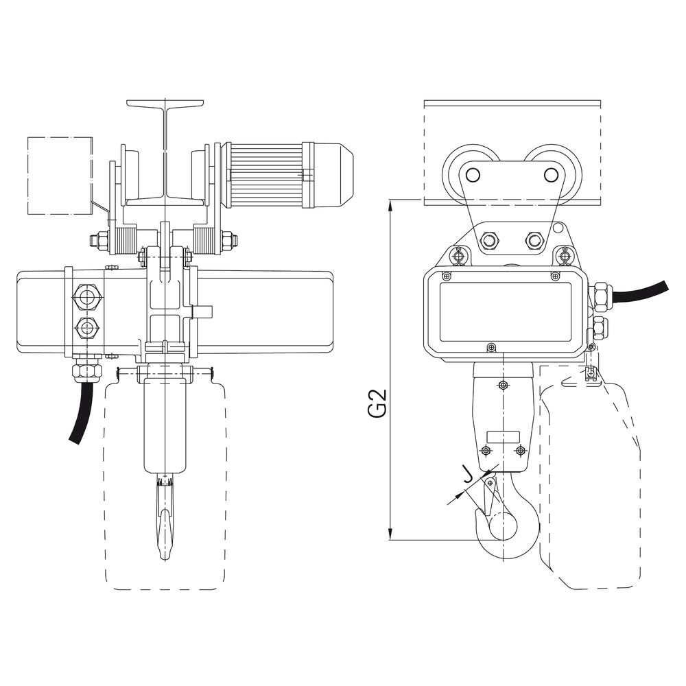 Número de imagen del producto 2: Polipasto eléctrico LIFTKET S-Line con suspensión manual, capacidad de carga 125 kg, 8/2 m/min