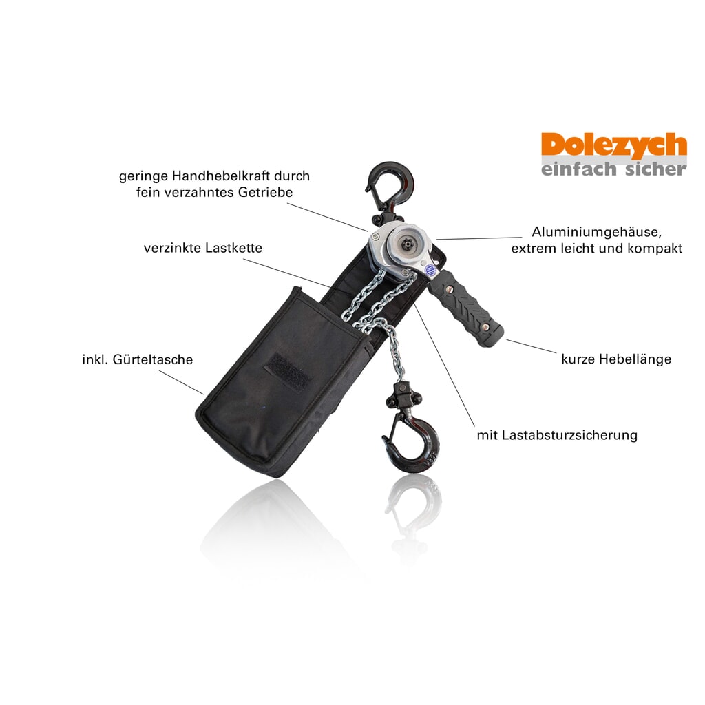 Polipasto de palanca de trinquete compacto serie Dolyzech negro, capacidad de carga 250 kg, longitud 1,50 m Número de imagen del producto 2: Polipasto de palanca de trinquete compacto serie Dolyzech negro, capacidad de carga 250 kg, longitud 1,50 m