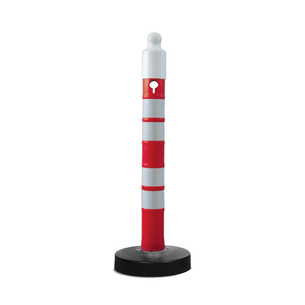 Poste de polipropileno, Ø 110 mm, base rellenable, rojo/reflectante Imagen del producto: Poste de polipropileno, Ø 110 mm, base rellenable, rojo/reflectante