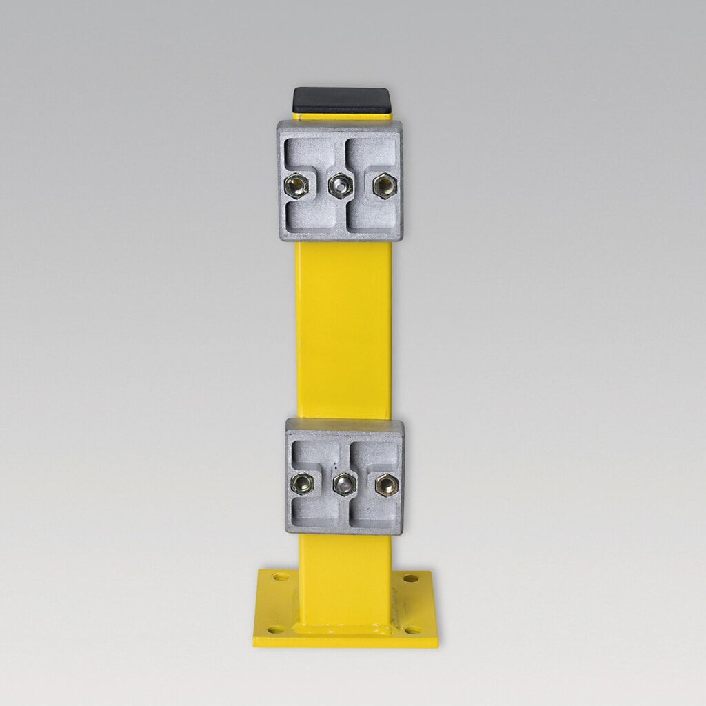 Imagen del producto: Poste de soporte para placas protectoras con perfil en C, aplicación exterior, altura 465 mm, amarillo