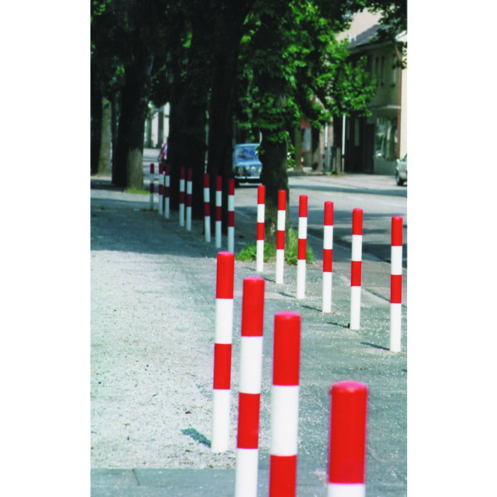 Número de imagen del producto 3: poste MORION, fijo, tubo redondo Ø 76 mm, galvanizado en caliente y pintado, para engarzar en hormigón, 1 ojal de cadena