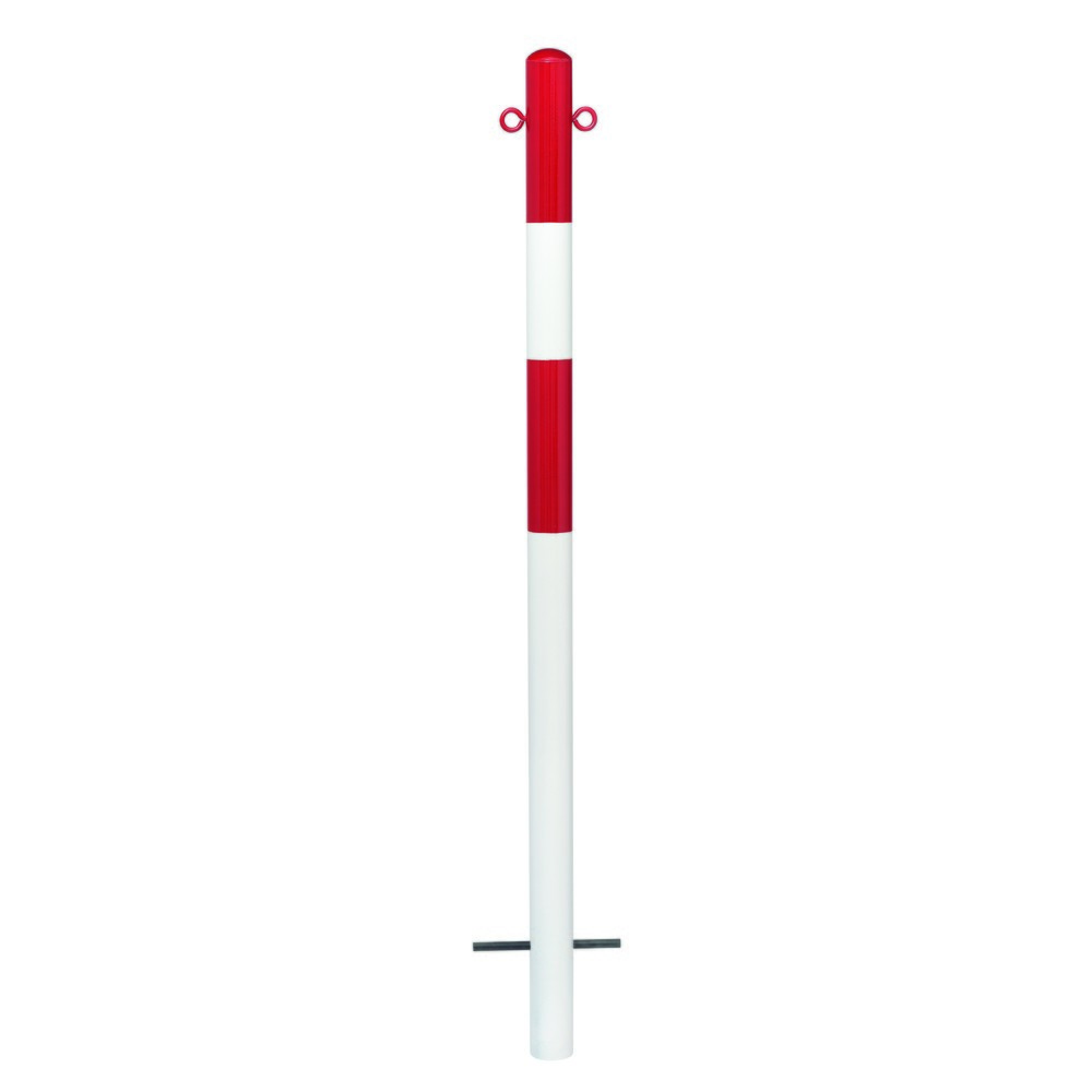 Número de imagen del producto 1: poste MORION, fijo, tubo redondo Ø 60 mm, recubierto de plástico, para engarzar en hormigón, 2 ojales de cadena