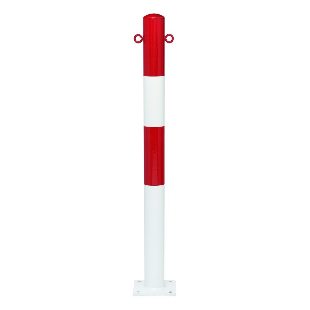 Número de imagen del producto 1: poste fijo MORION, tubo redondo diámetro 76 mm, recubierto de plástico, para clavija, 2 ojales de cadena
