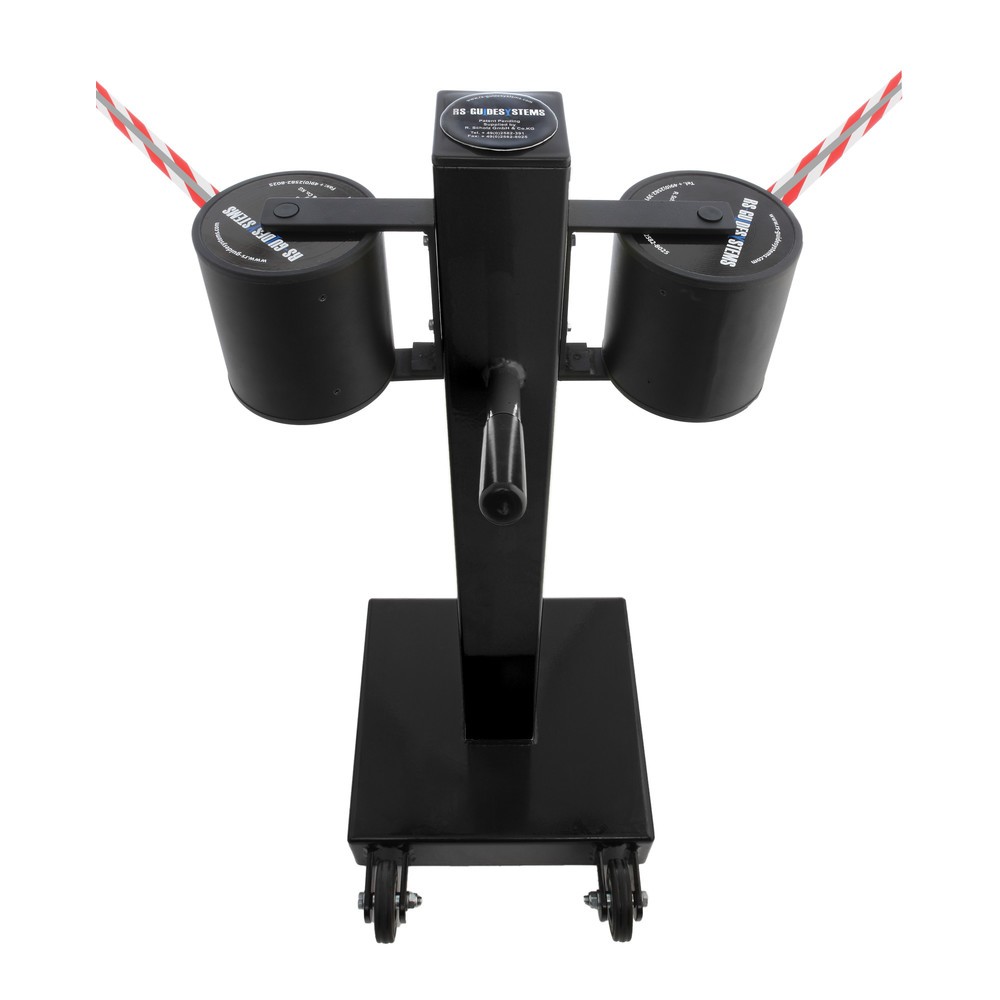 Número de imagen del producto 1: Poste para acordonar con cinta GLA 2000-J REFLECTO, de RS-GUIDESYSTEMS®, longitud 2x 18 m, anchura 50 mm, Poste negro, cinta negra/amarilla