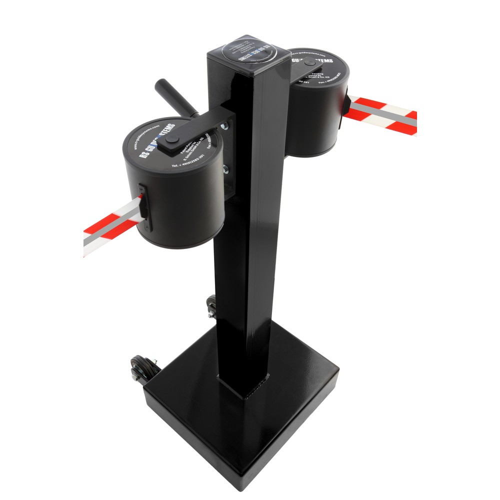 Número de imagen del producto 3: Poste para acordonar con cinta GLA 2000-J REFLECTO, de RS-GUIDESYSTEMS®, longitud 2x 18 m, anchura 50 mm, Poste negro, cinta negra/amarilla