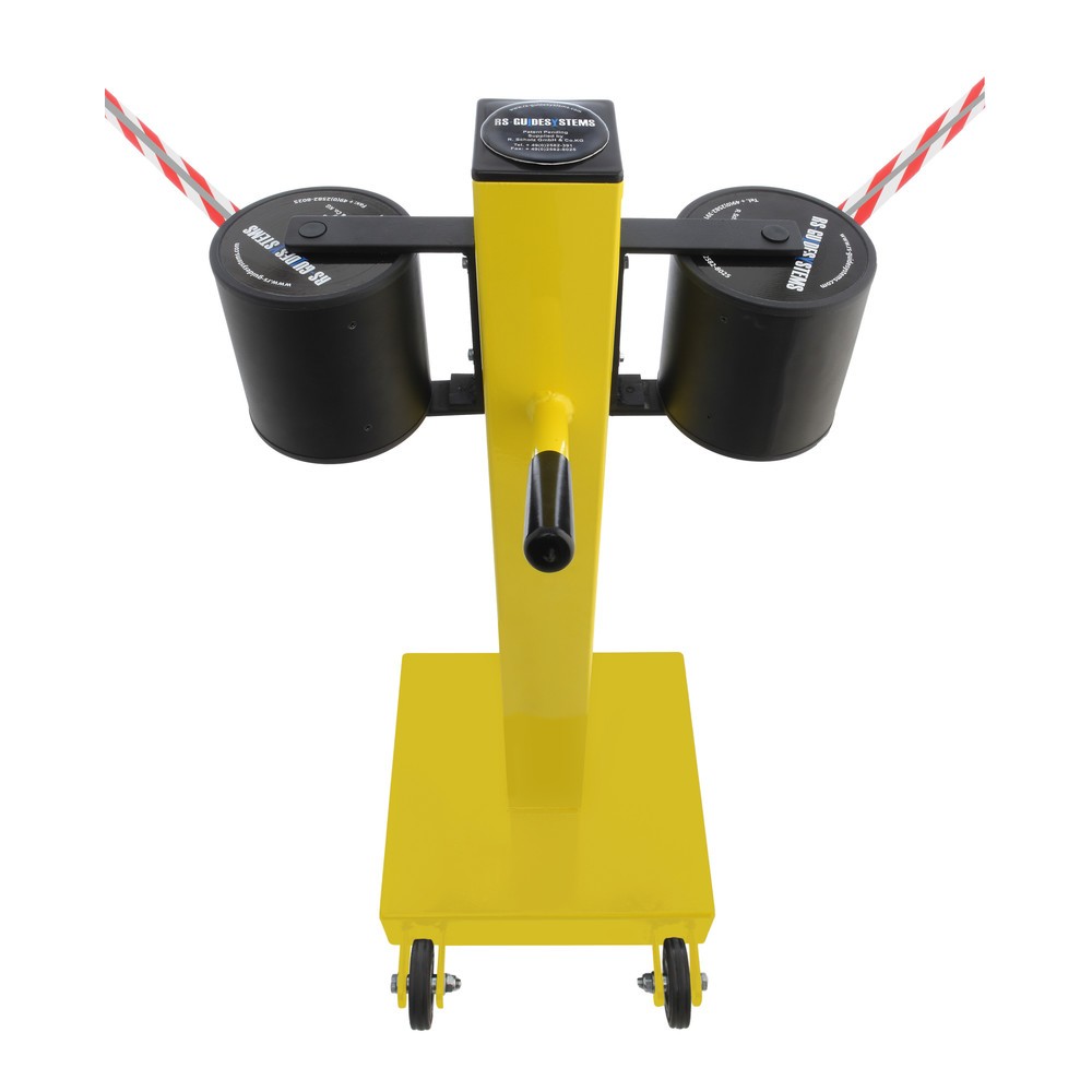 Número de imagen del producto 1: Poste para acordonar con cinta GLA 2000-E REFLECTO, de RS-GUIDESYSTEMS®, longitud 2x 18 m, anchura 50 mm, Poste amarillo, cinta negra/amarilla