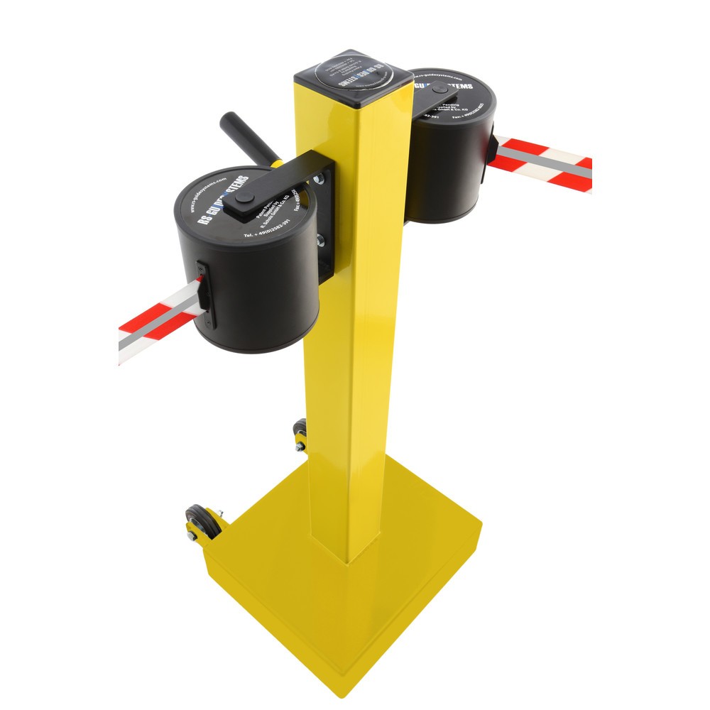 Número de imagen del producto 3: Poste para acordonar con cinta GLA 2000-E REFLECTO, de RS-GUIDESYSTEMS®, longitud 2x 18 m, anchura 50 mm, Poste amarillo, cinta roja/blanca