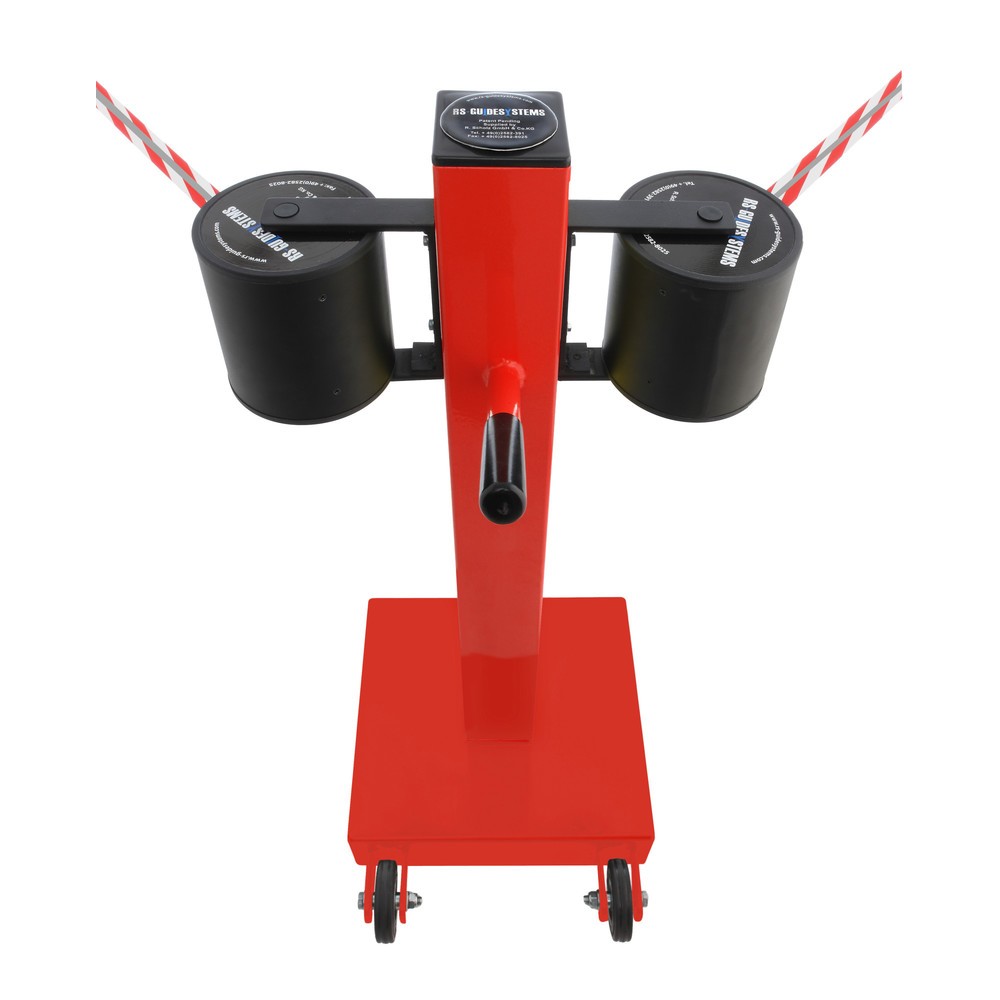 Imagen del producto: Poste para acordonar con cinta GLA 2000-D REFLECTO, de RS-GUIDESYSTEMS®, longitud 2x 18 m, anchura 50 mm, Poste rojo, cinta negra/amarilla