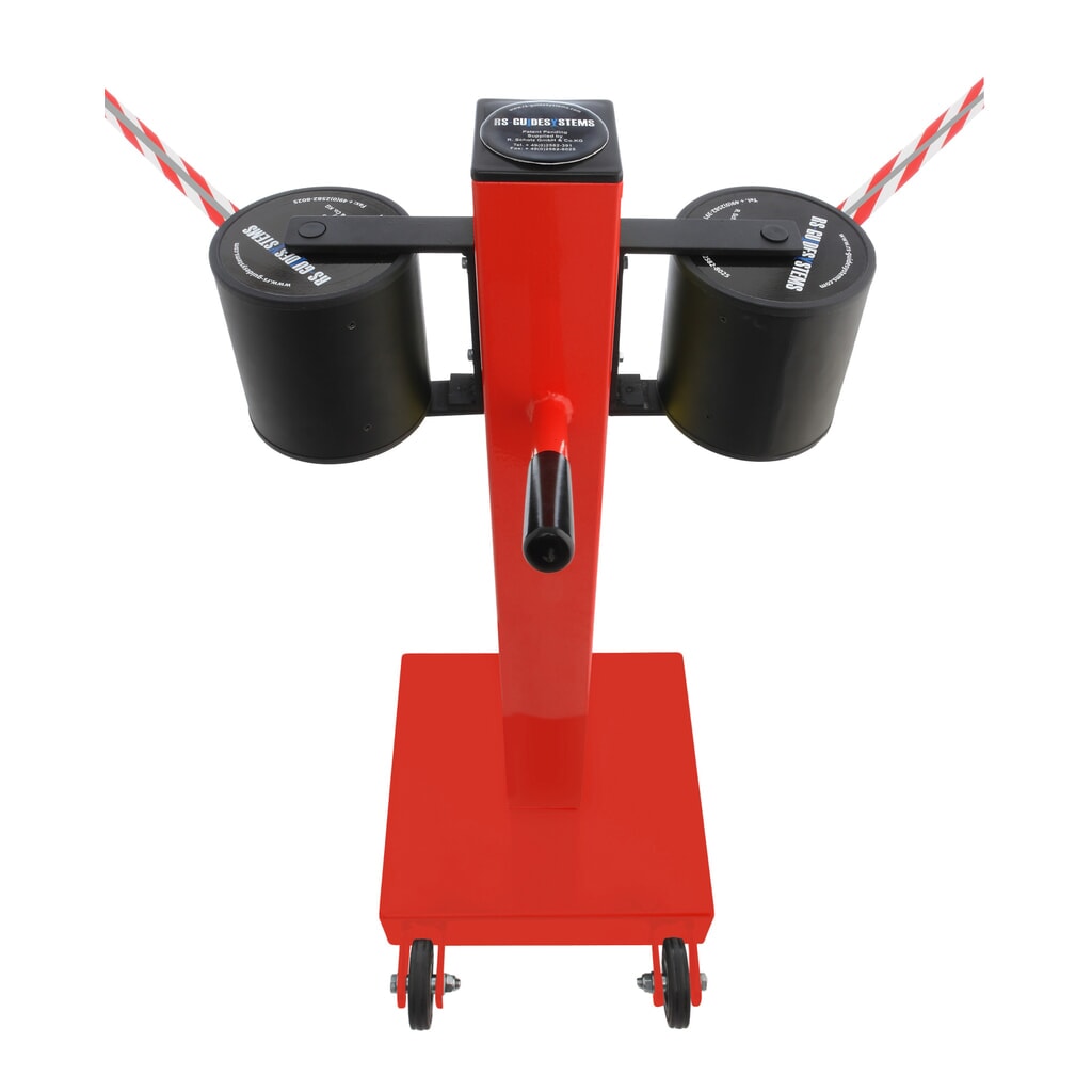 Imagen del producto: Poste para acordonar con cintas GLA 2000-D REFLECTO, de RS-GUIDESYSTEMS®, longitud 2x 18 m, anchura 50 mm, Poste rojo, cinta roja/blanca