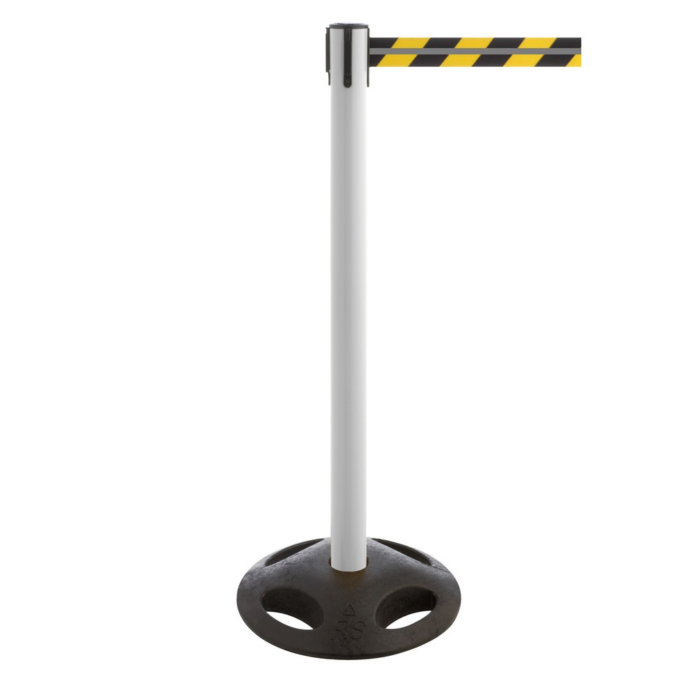 Número de imagen del producto 1: Poste para acordonar con cinta GLA 25-M REFLECTO, de RS-GUIDESYSTEMS®, longitud 3,5 m, anchura 50 mm, Poste blanco, cinta negra/amarilla