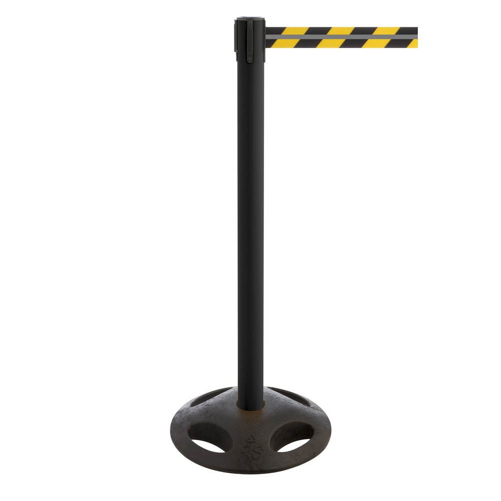 Número de imagen del producto 1: Poste para acordonar con cinta GLA 25-J REFLECTO, de RS-GUIDESYSTEMS®, longitud 3,5 m, anchura 50 mm, Poste negro, cinta negra/amarilla