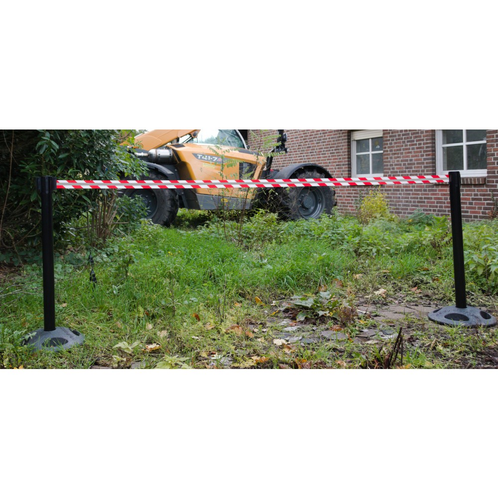 Número de imagen del producto 1: Poste para acordonar con cinta GLA 25-J REFLECTO, de RS-GUIDESYSTEMS®, longitud 3,5 m, anchura 50 mm, Poste negro, cinta roja/blanca