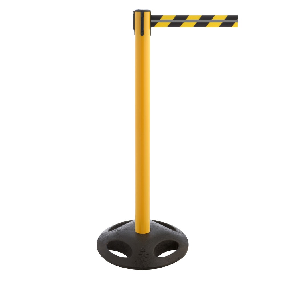 Imagen del producto: Poste para acordonar con cinta GLA 25-E REFLECTO, RS-GUIDESYSTEMS®, longitud 3,5 m, anchura 50 mm, Poste amarillo, cinta negra/amarilla