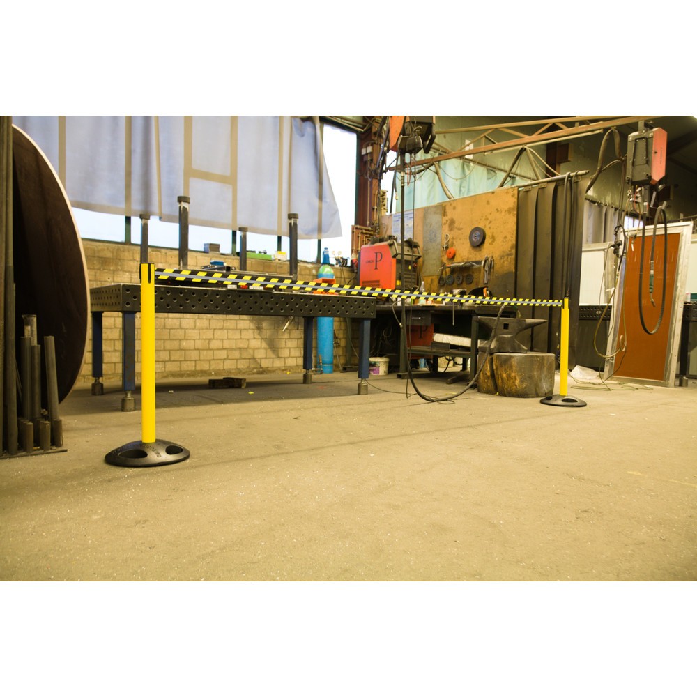 Número de imagen del producto 3: Poste para acordonar con cinta GLA 25-E REFLECTO, RS-GUIDESYSTEMS®, longitud 3,5 m, anchura 50 mm, Poste amarillo, cinta negra/amarilla