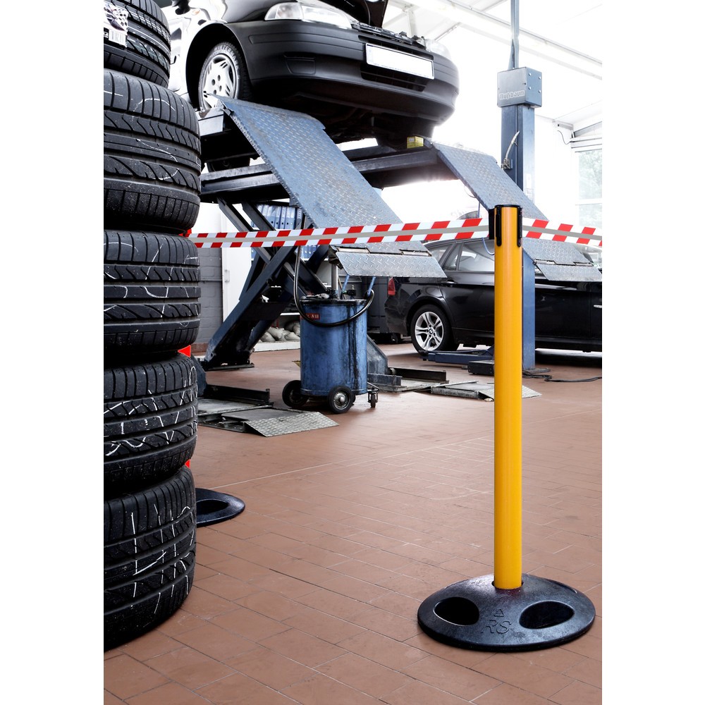 Número de imagen del producto 3: Poste para acordonar con cinta GLA 25-E REFLECTO, de RS-GUIDESYSTEMS®, longitud 3,5 m, anchura 50 mm, Poste amarillo, cinta roja/blanca
