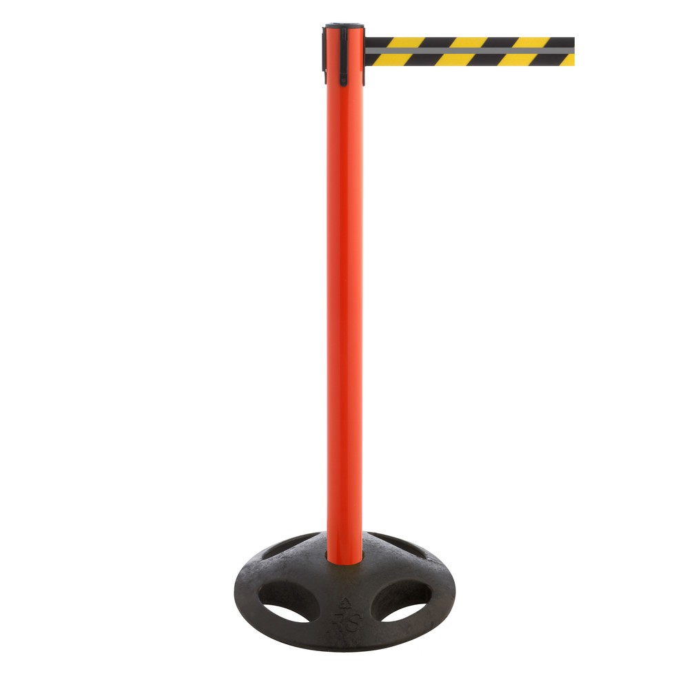 Número de imagen del producto 1: Poste para acordonar con cinta GLA 25-D REFLECTO, de RS-GUIDESYSTEMS®, longitud 3,5 m, anchura 50 mm, Poste rojo, cinta negra/amarilla