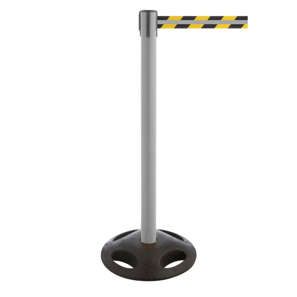 Número de imagen del producto 1: Poste para acordonar con cinta GLA 25-A REFLECTO, de RS-GUIDESYSTEMS®, longitud 3,5 m, anchura 50 mm, Poste antracita, cinta negra/amarilla