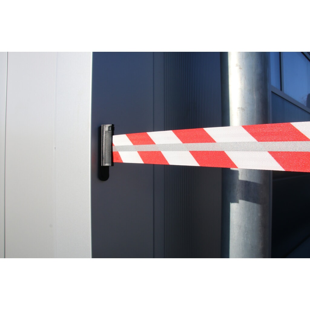 Poste para acordonar con cinta GLA 85-J REFLECTO, de RS-GUIDESYSTEMS®, longitud 7 m, anchura 50 mm, Poste negro, cinta roja/blanca Número de imagen del producto 2: Poste para acordonar con cinta GLA 85-J REFLECTO, de RS-GUIDESYSTEMS®, longitud 7 m, anchura 50 mm, Poste negro, cinta roja/blanca