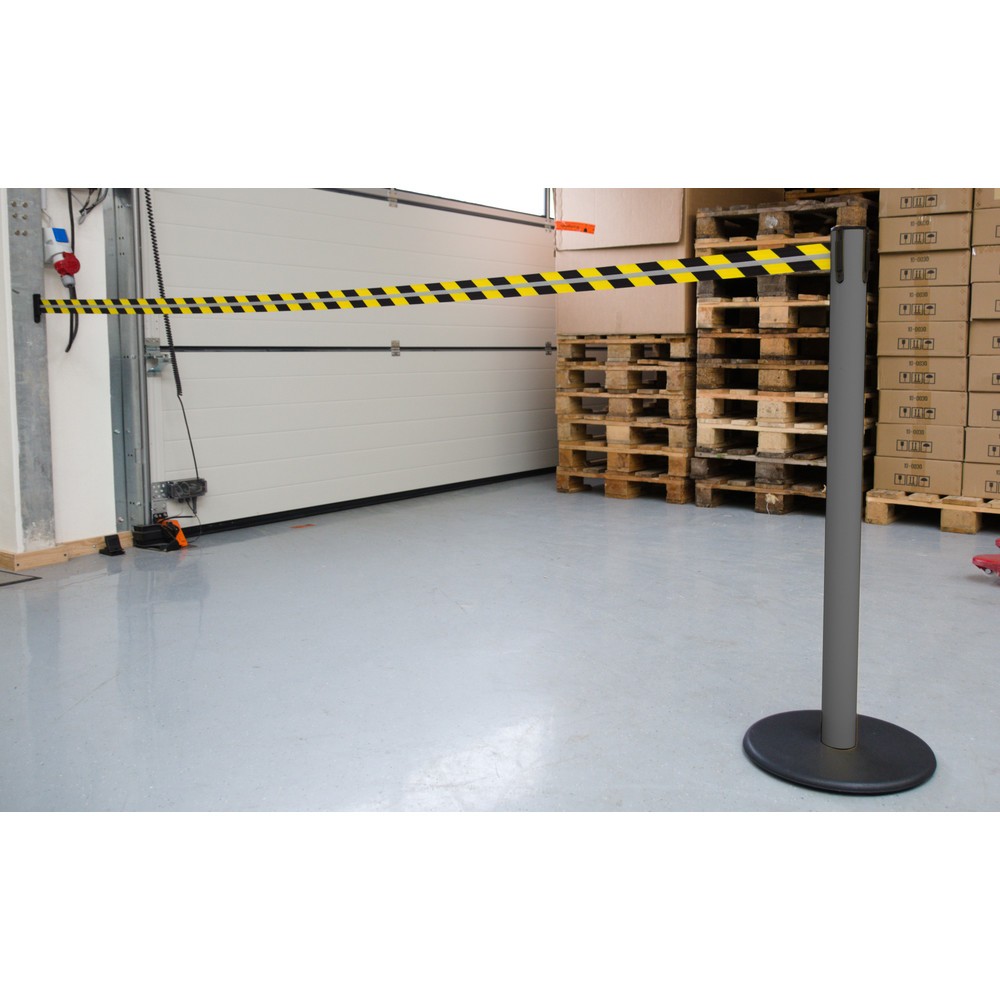 Número de imagen del producto 3: Poste para acordonar con cinta GLA 28-A REFLECTO, de RS-GUIDESYSTEMS®, longitud 2,3 m, anchura 50 mm, Poste antracita, cinta negra/amarilla