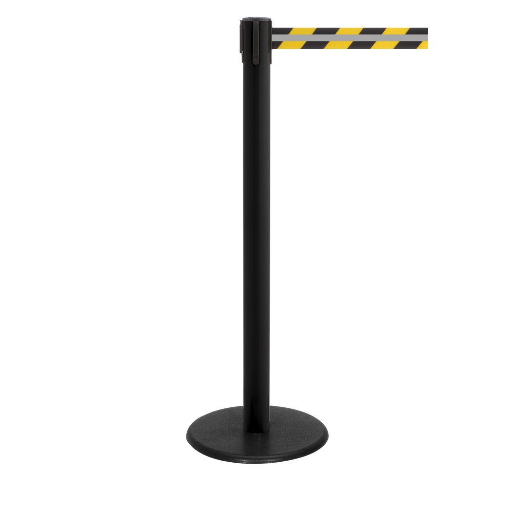 Imagen del producto: Poste para acordonar con cinta GLA 28-J REFLECTO, de RS-GUIDESYSTEMS®, longitud 2,3 m, anchura 50 mm, Poste negro, cinta negra/amarilla