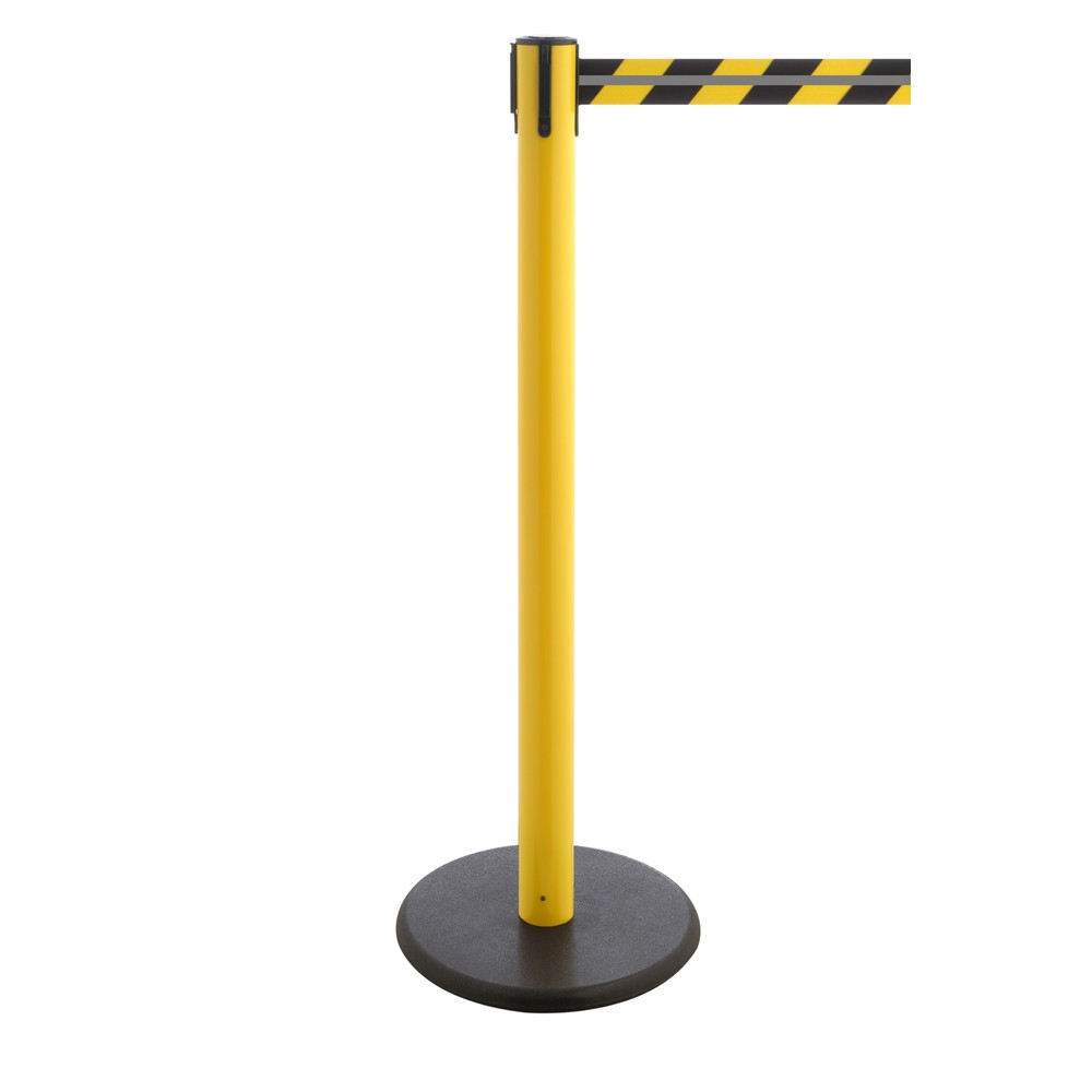 Número de imagen del producto 1: Poste para acordonar con cinta GLA 28-E REFLECTO, RS-GUIDESYSTEMS®, longitud 2,3 m, anchura 50 mm, Poste amarillo, cinta negra/amarilla