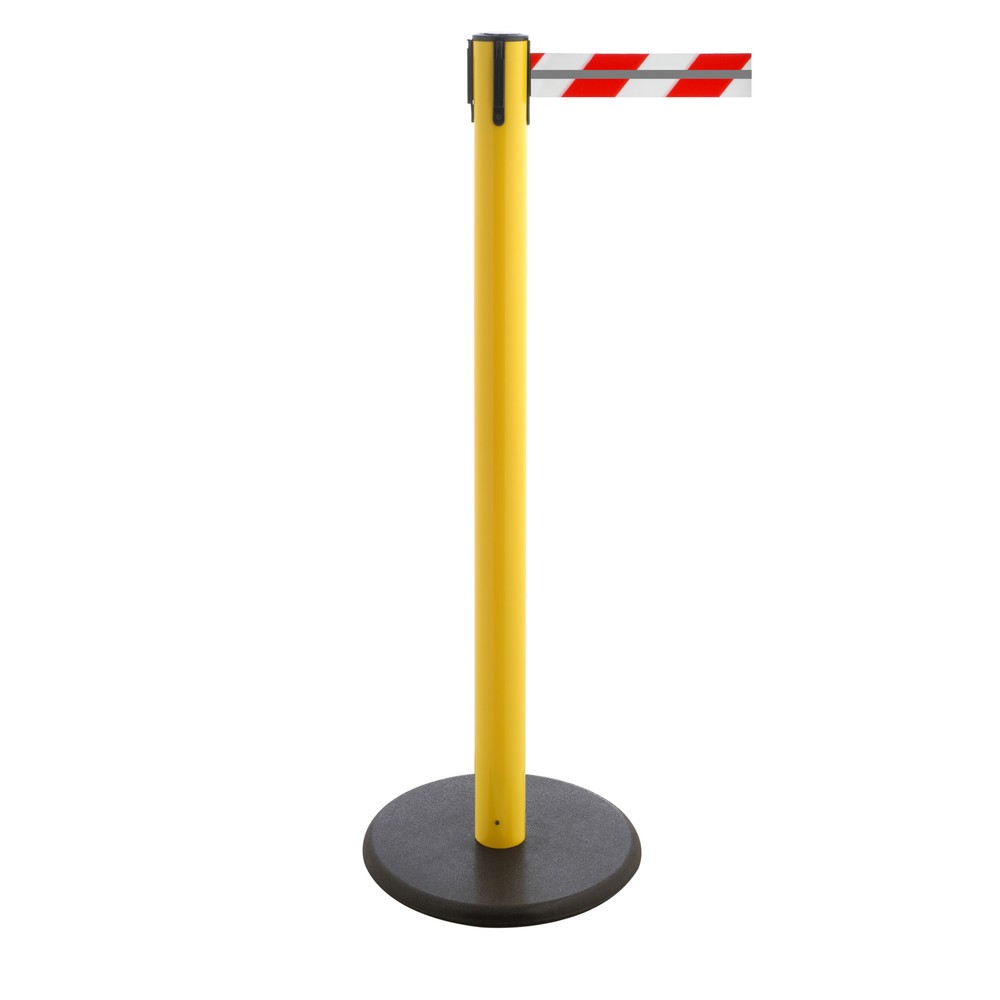 Número de imagen del producto 1: Poste para acordonar con cinta GLA 28-E REFLECTO, de RS-GUIDESYSTEMS®, longitud 2,3 m, anchura 50 mm, Poste amarillo, cinta roja/blanca