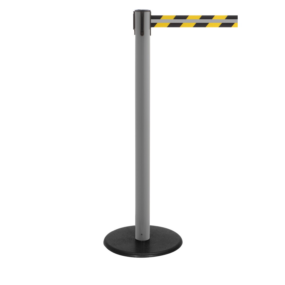 Número de imagen del producto 1: Poste para acordonar con cinta GLA 28-A REFLECTO, de RS-GUIDESYSTEMS®, longitud 2,3 m, anchura 50 mm, Poste antracita, cinta negra/amarilla