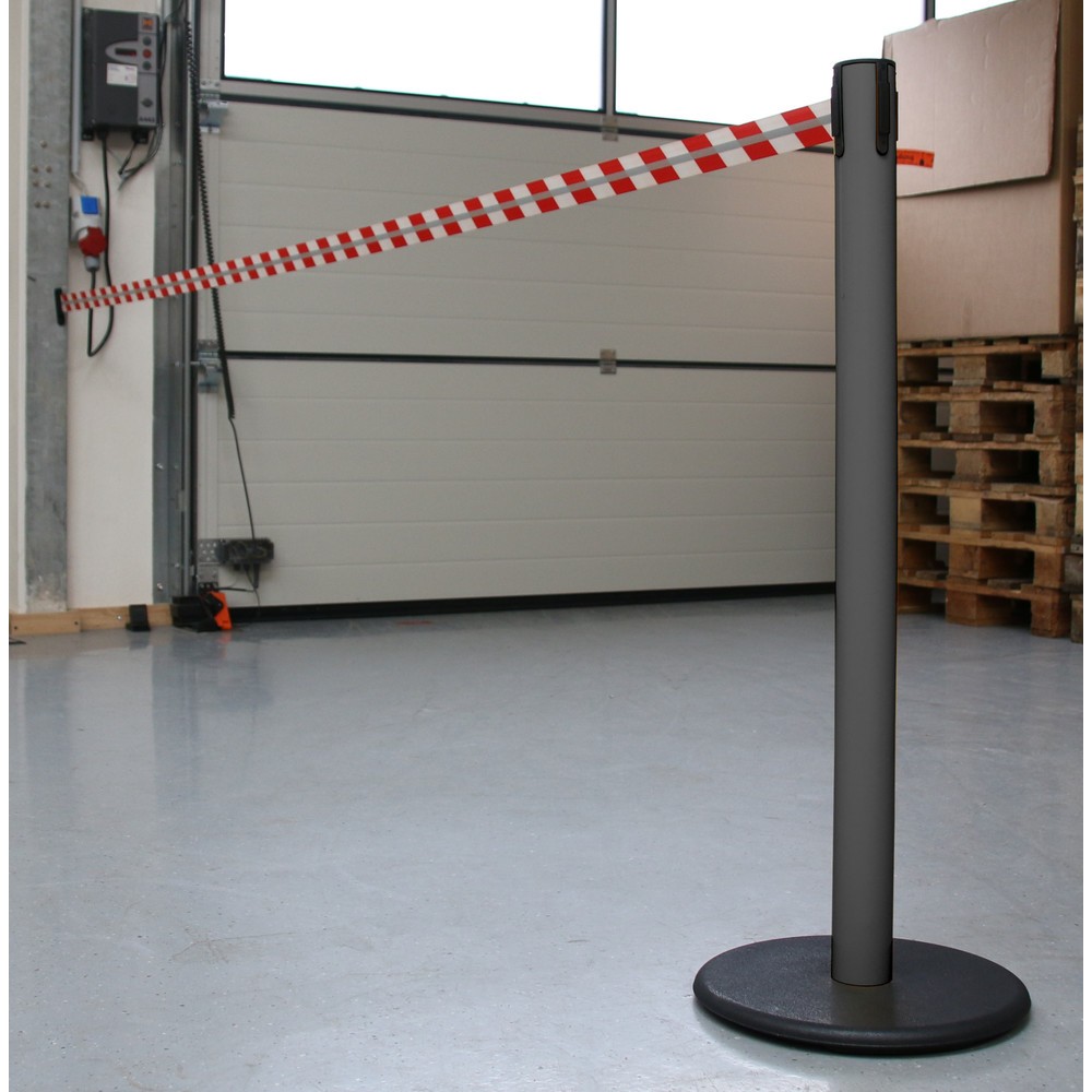 Número de imagen del producto 3: Poste para acordonar con cinta GLA 28-A REFLECTO, de RS-GUIDESYSTEMS®, longitud 2,3 m, anchura 50 mm, Poste antracita, cinta roja/blanca