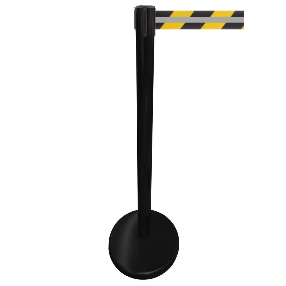 Imagen del producto: Poste para acordonar con cinta GLA 45-J REFLECTO, de RS-GUIDESYSTEMS®, longitud 2,3 m, anchura 50 mm, Poste negro, cinta negra/amarilla