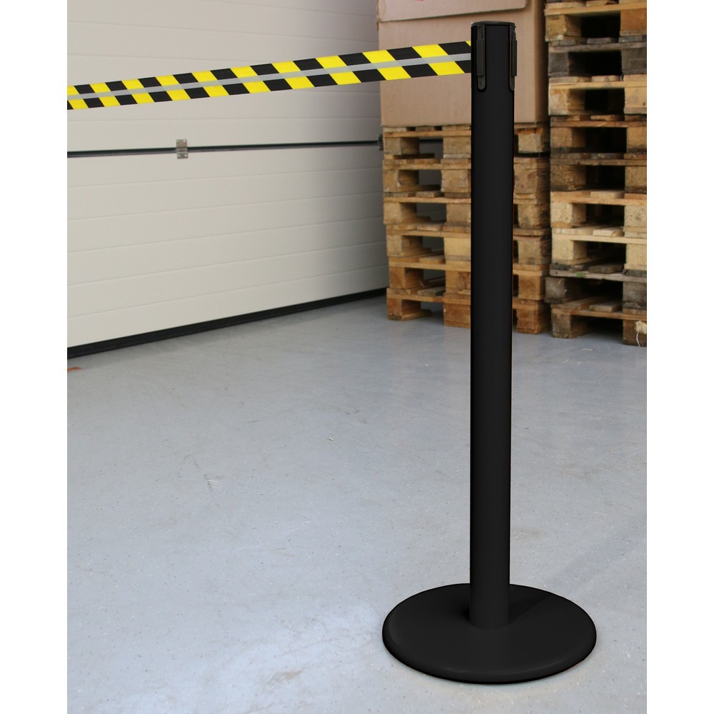Número de imagen del producto 4: Poste para acordonar con cinta GLA 45-J REFLECTO, de RS-GUIDESYSTEMS®, longitud 3,5 m, anchura 50 mm, Poste negro, cinta negra/amarilla