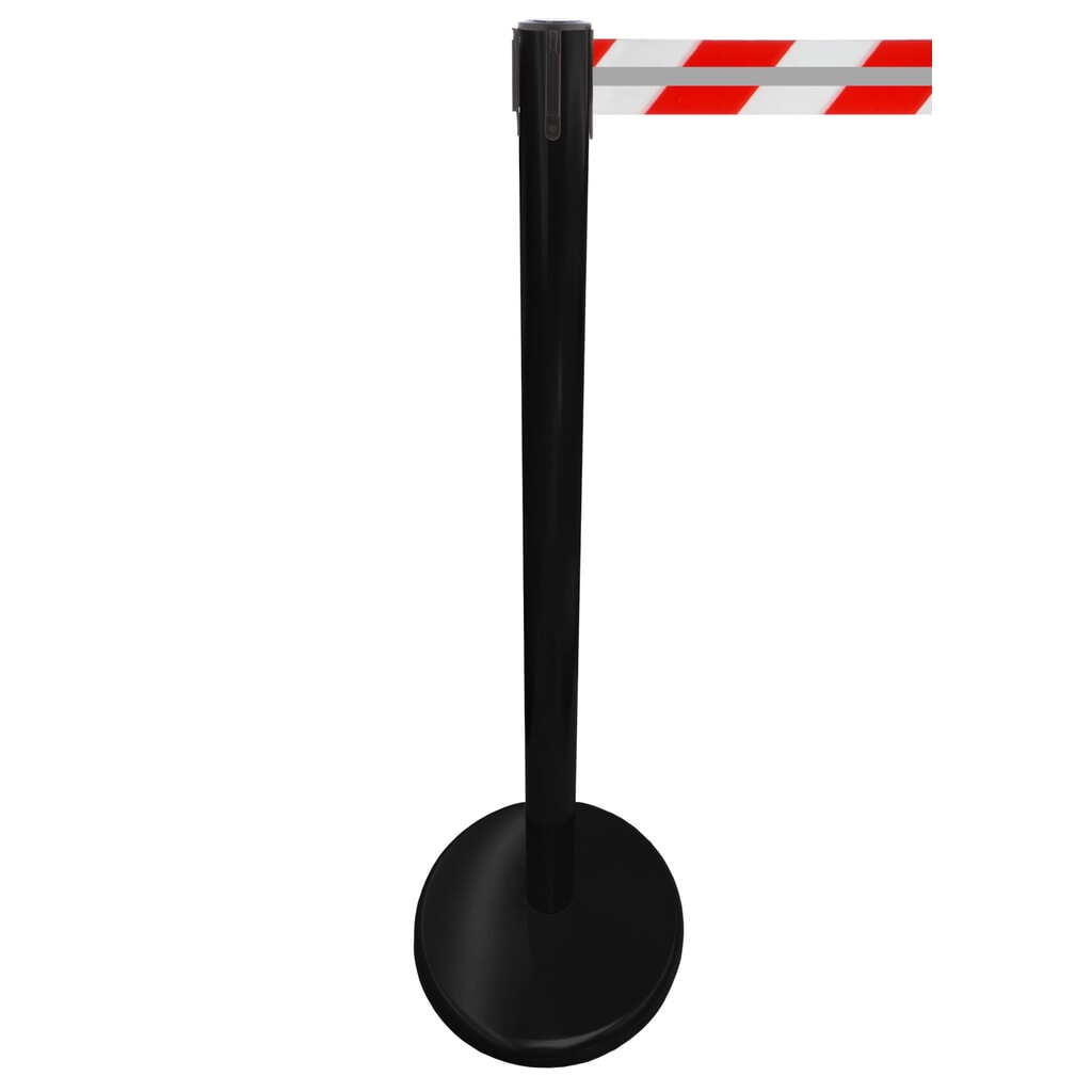 Imagen del producto: Poste para acordonar con cinta GLA 45-J REFLECTO, de RS-GUIDESYSTEMS®, longitud 3,5 m, anchura 50 mm, Poste negro, cinta roja/blanca