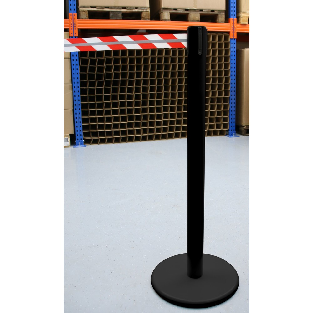 Número de imagen del producto 3: Poste para acordonar con cinta GLA 45-J REFLECTO, de RS-GUIDESYSTEMS®, longitud 2,3 m, anchura 50 mm, Poste negro, cinta roja/blanca