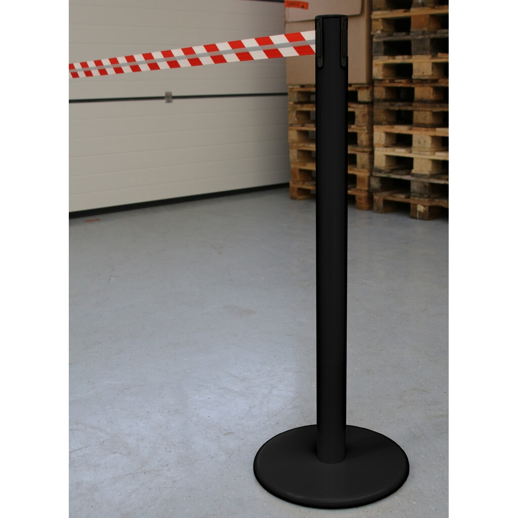 Número de imagen del producto 4: Poste para acordonar con cinta GLA 45-J REFLECTO, de RS-GUIDESYSTEMS®, longitud 3,5 m, anchura 50 mm, Poste negro, cinta roja/blanca