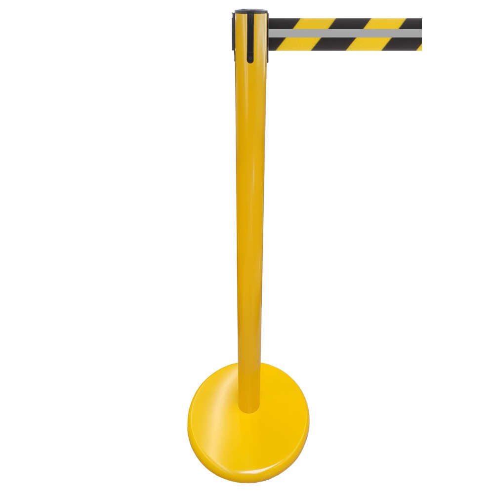 Número de imagen del producto 1: Poste para acordonar con cinta GLA 45-E REFLECTO, RS-GUIDESYSTEMS®, longitud 2,3 m, anchura 50 mm, Poste amarillo, cinta negra/amarilla