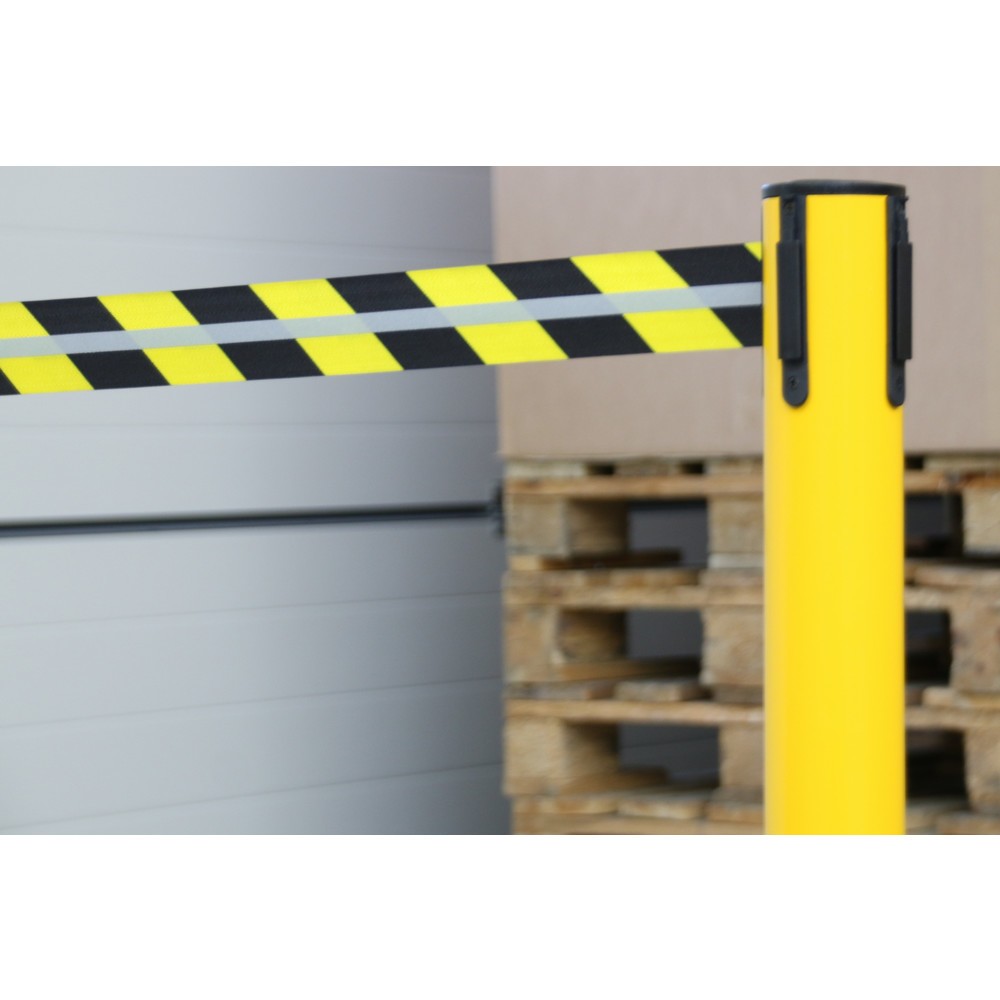 Número de imagen del producto 3: Poste para acordonar con cinta GLA 45-E REFLECTO, RS-GUIDESYSTEMS®, longitud 2,3 m, anchura 50 mm, Poste amarillo, cinta negra/amarilla