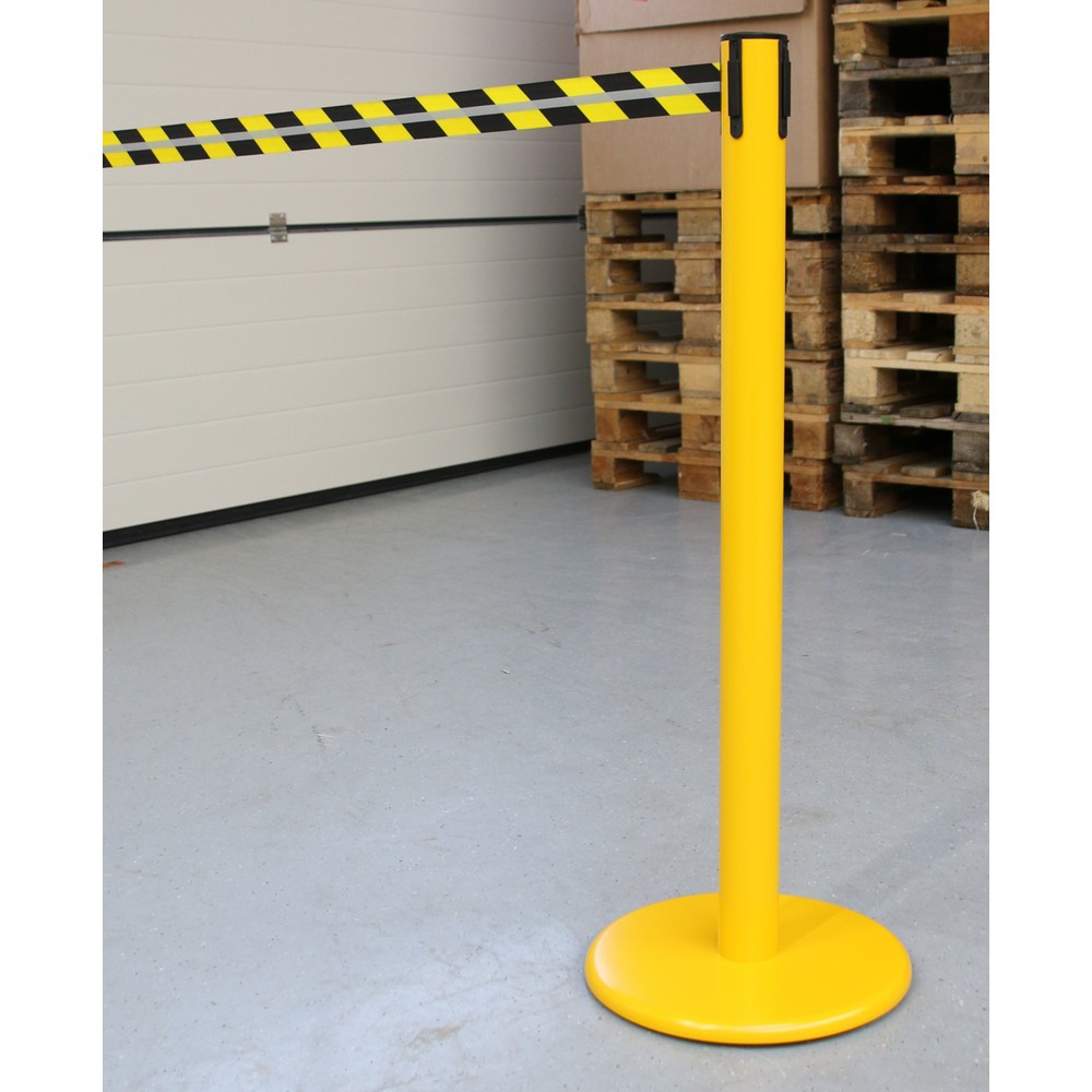 Número de imagen del producto 4: Poste para acordonar con cinta GLA 45-E REFLECTO, RS-GUIDESYSTEMS®, longitud 2,3 m, anchura 50 mm, Poste amarillo, cinta negra/amarilla