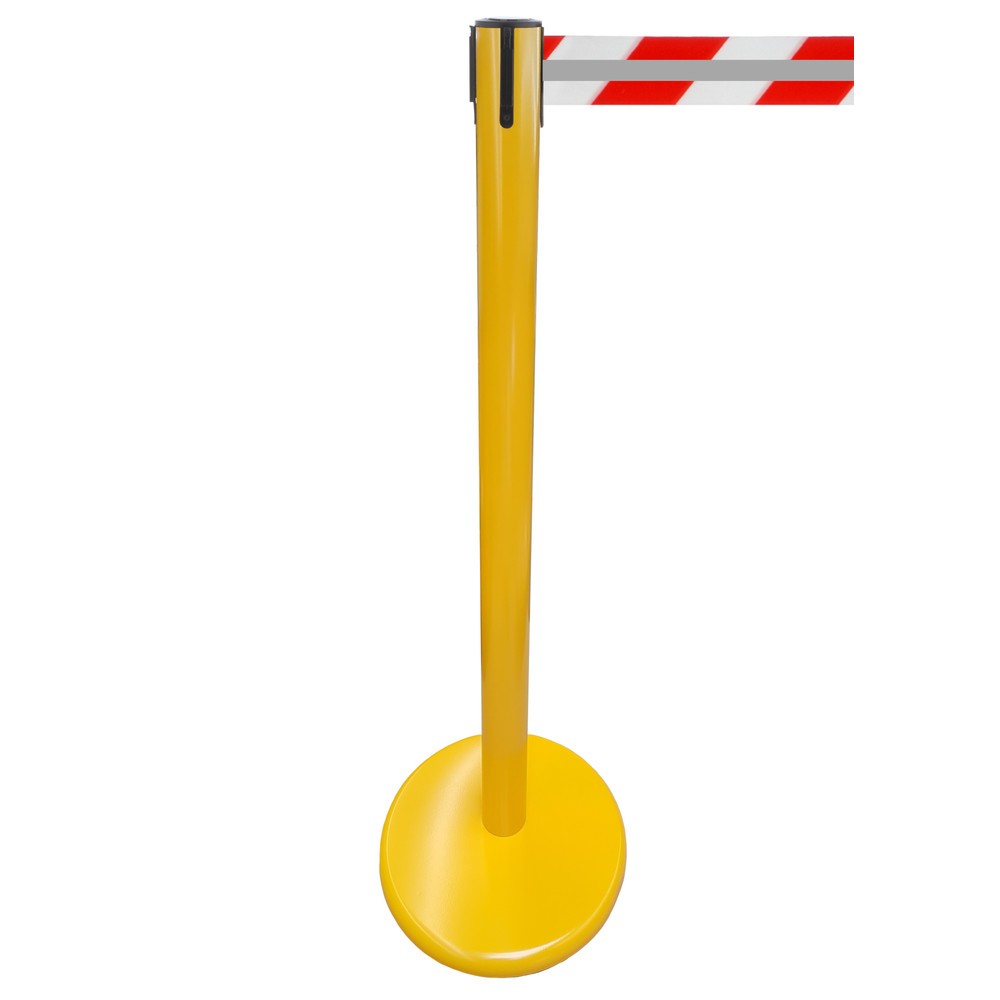 Número de imagen del producto 1: Poste para acordonar con cinta GLA 45-E REFLECTO, de RS-GUIDESYSTEMS®, longitud 2,3 m, anchura 50 mm, Poste amarillo, cinta roja/blanca