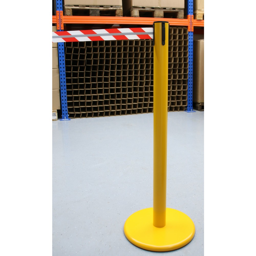 Número de imagen del producto 3: Poste para acordonar con cinta GLA 45-E REFLECTO, de RS-GUIDESYSTEMS®, longitud 2,3 m, anchura 50 mm, Poste amarillo, cinta roja/blanca
