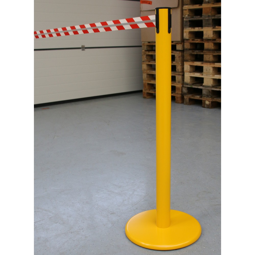 Número de imagen del producto 4: Poste para acordonar con cinta GLA 45-E REFLECTO, de RS-GUIDESYSTEMS®, longitud 3,5 m, anchura 50 mm, Poste amarillo, cinta roja/blanca