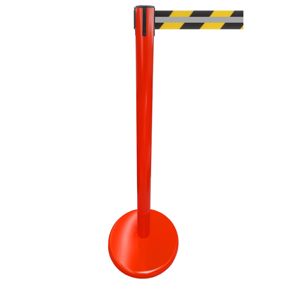 Número de imagen del producto 1: Poste para acordonar con cinta GLA 45-D REFLECTO, de RS-GUIDESYSTEMS®, longitud 3,5 m, anchura 50 mm, Poste rojo, cinta negra/amarilla
