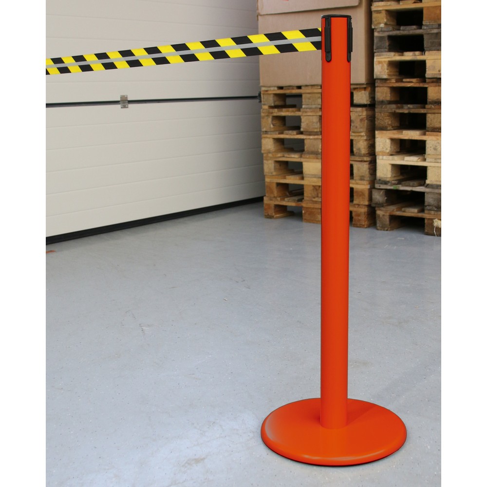 Número de imagen del producto 4: Poste para acordonar con cinta GLA 45-D REFLECTO, de RS-GUIDESYSTEMS®, longitud 3,5 m, anchura 50 mm, Poste rojo, cinta negra/amarilla