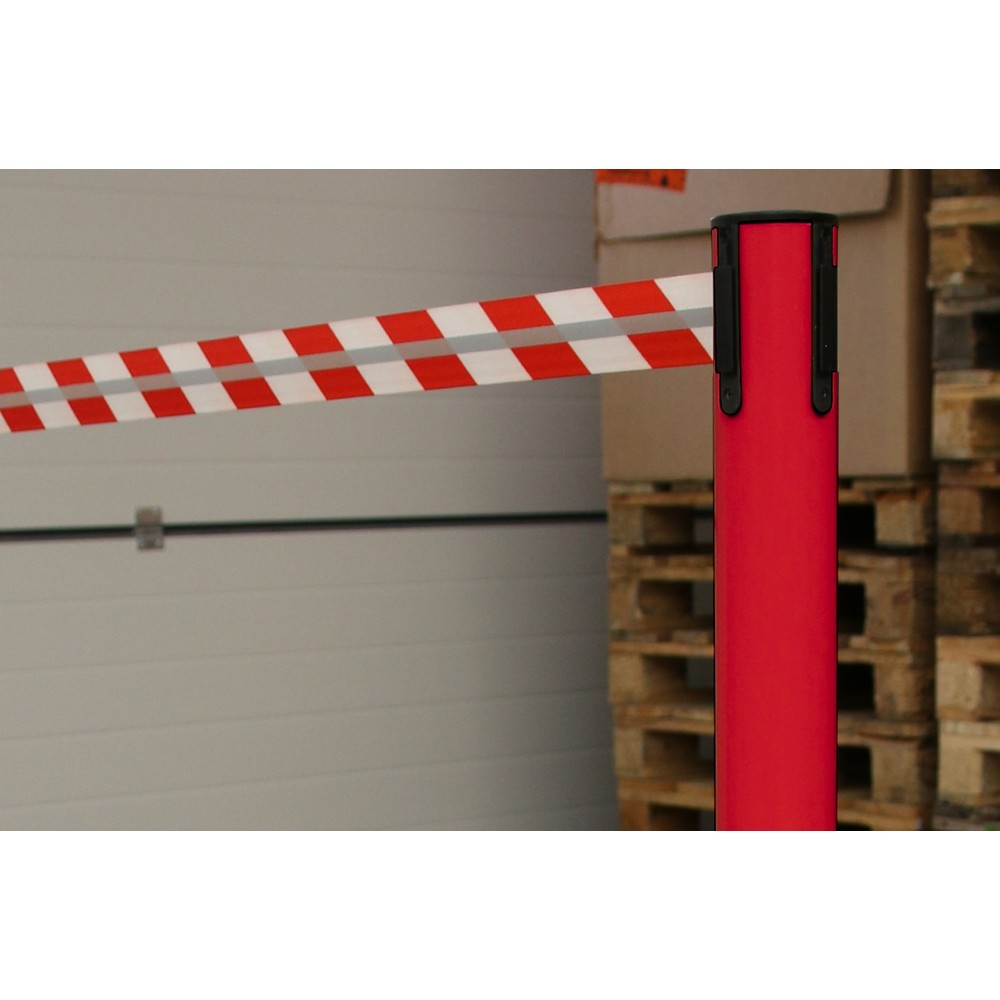 Número de imagen del producto 3: Poste para acordonar con cintas GLA 45-D REFLECTO, de RS-GUIDESYSTEMS®, longitud 2,3 m, anchura 50 mm, Poste rojo, cinta roja/blanca