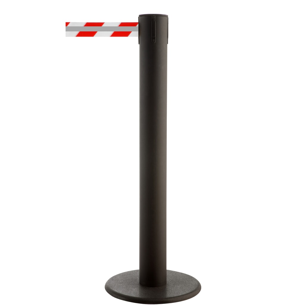 Poste para acordonar con cinta GLA 85-J REFLECTO, de RS-GUIDESYSTEMS®, longitud 7 m, anchura 50 mm, Poste negro, cinta roja/blanca Número de imagen del producto 1: Poste para acordonar con cinta GLA 85-J REFLECTO, de RS-GUIDESYSTEMS®, longitud 7 m, anchura 50 mm, Poste negro, cinta roja/blanca