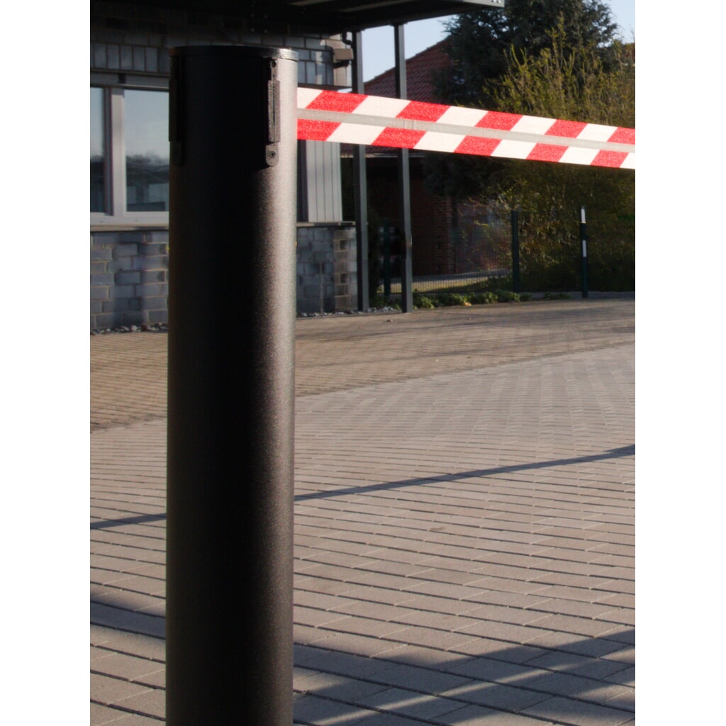 Número de imagen del producto 3: Poste para acordonar con cinta GLA 85-J REFLECTO, de RS-GUIDESYSTEMS®, longitud 7 m, anchura 50 mm, Poste negro, cinta roja/blanca